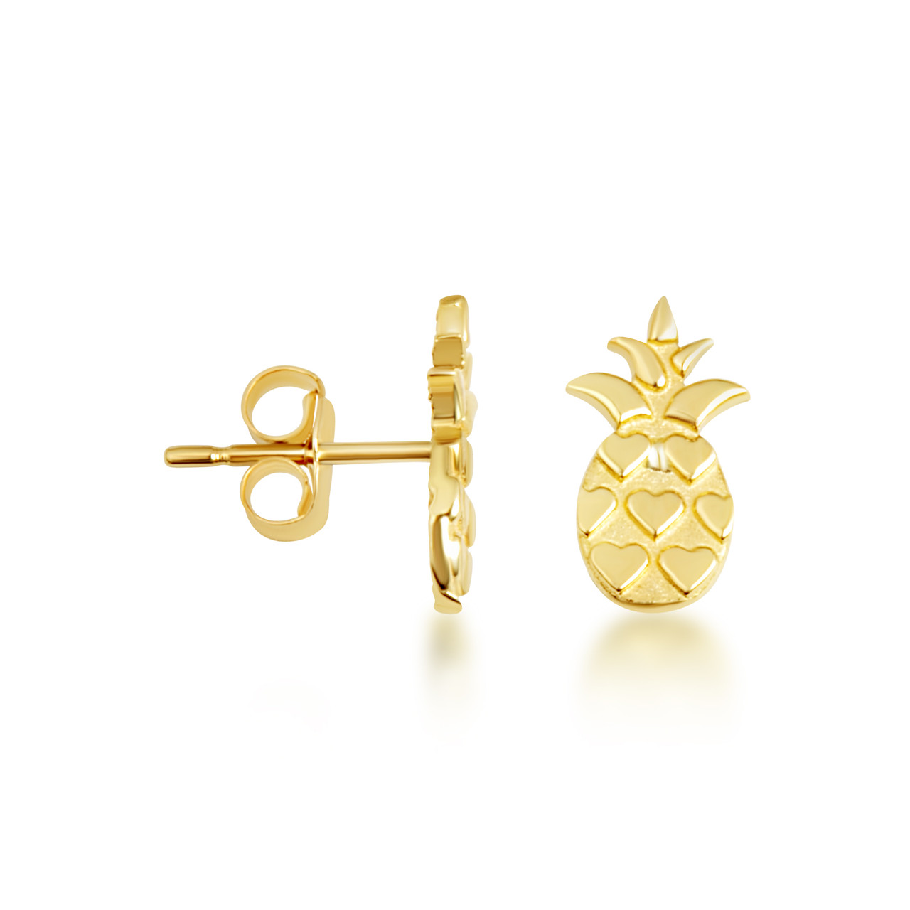 Solid Yellow Gold Pineapple Fruit Stud Earrings Factory Direct Jewelry