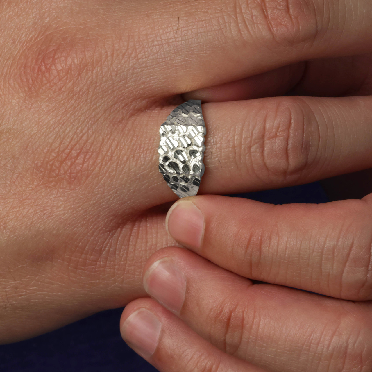Silver Men's 10.5mm Nugget Ring | Factory Direct Jewelry