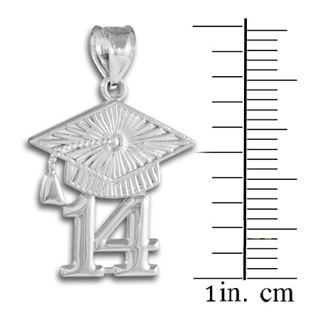White Gold CLASS OF 2014 Graduation Cap Pendant