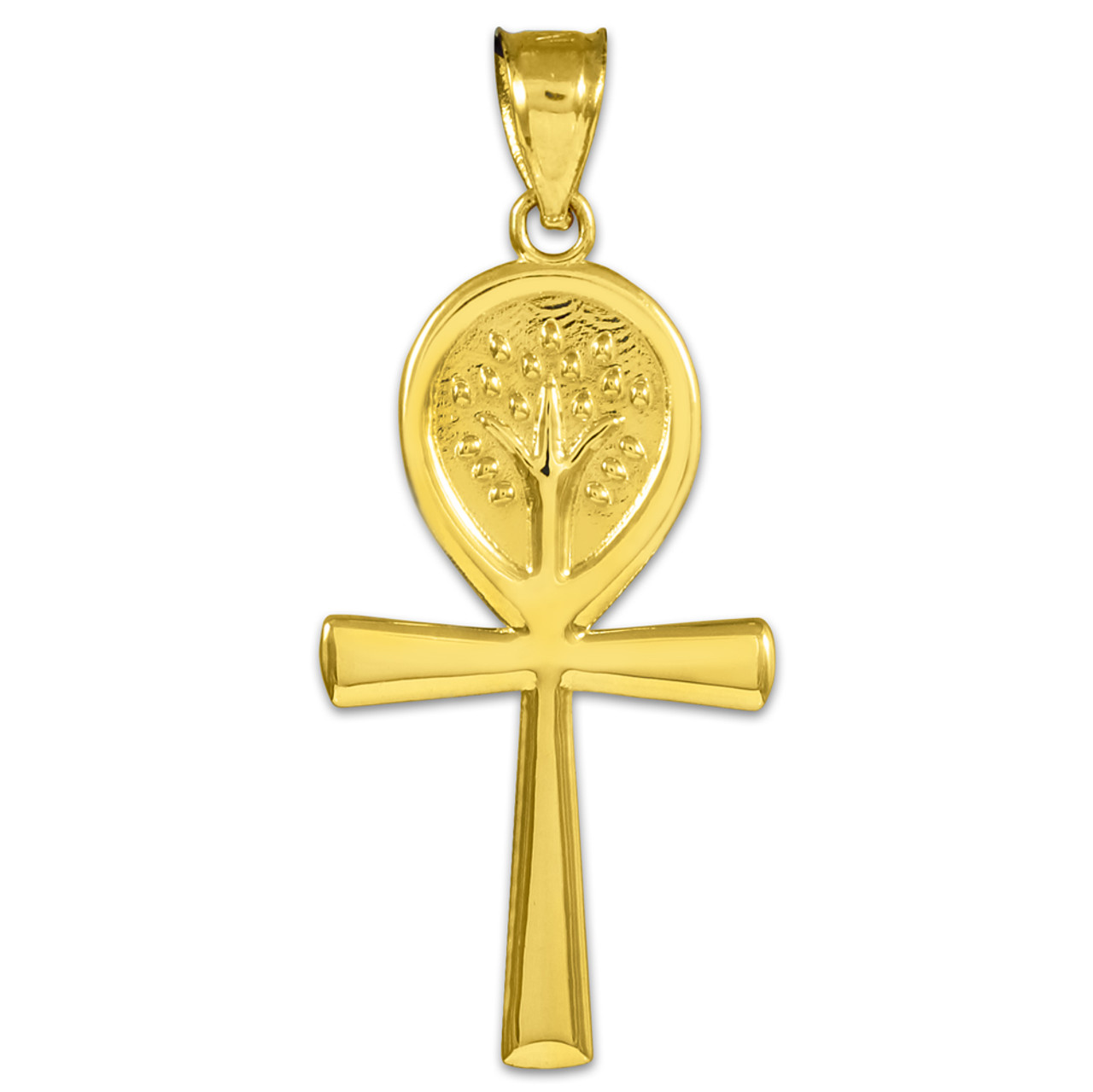 Gold Egyptian Ankh Cross Charm Necklace