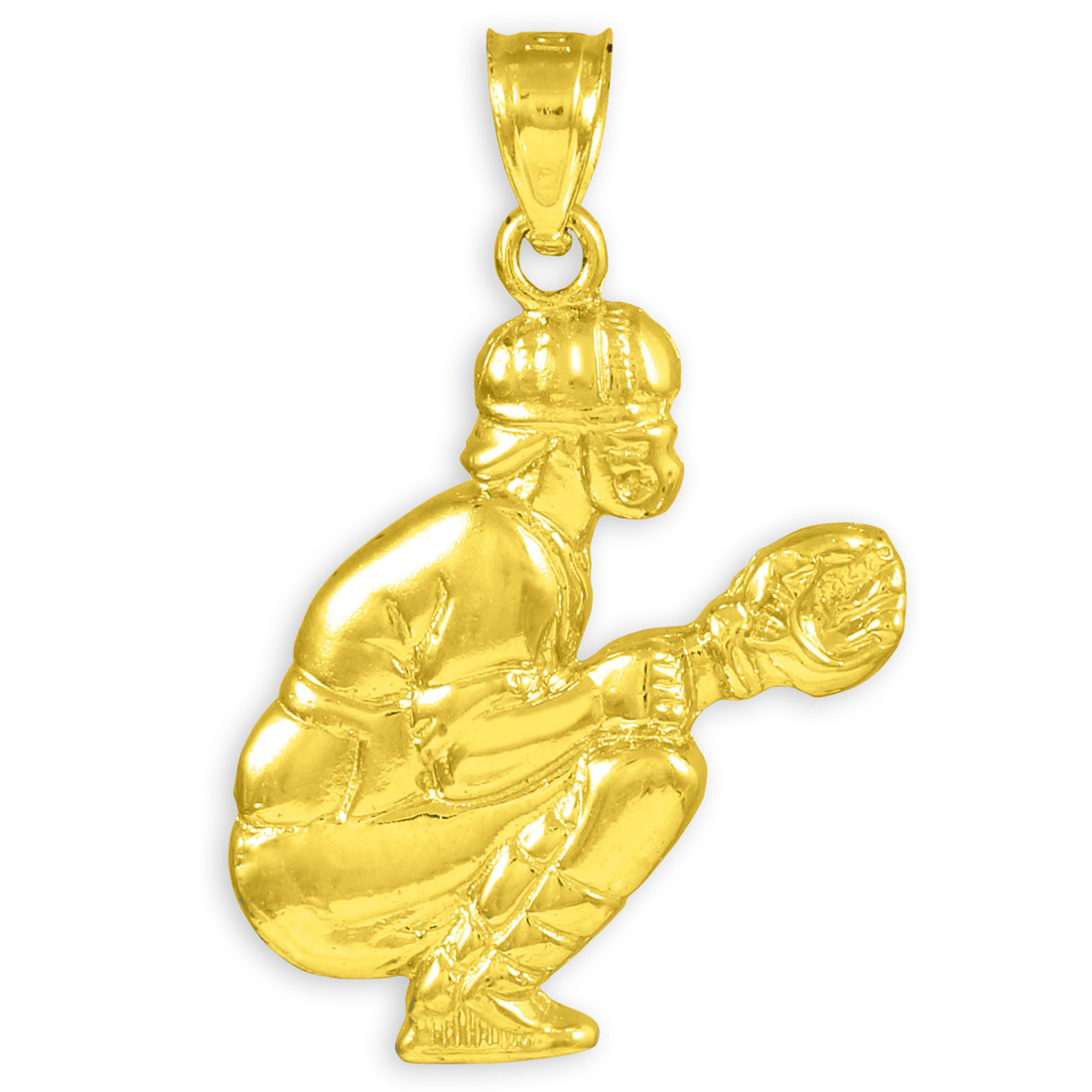 Gold Baseball Catcher Charm Sports Pendant