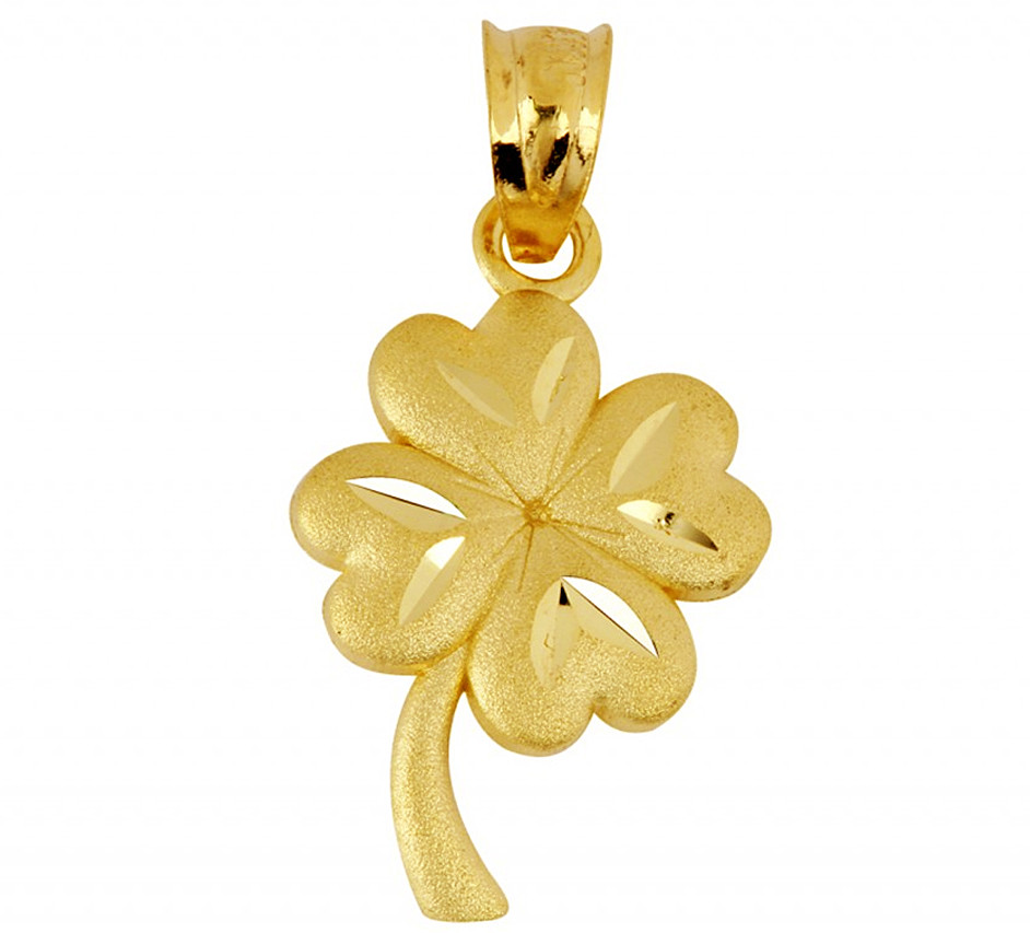 Clover Leaf Gold Pendant, Four Leaf 