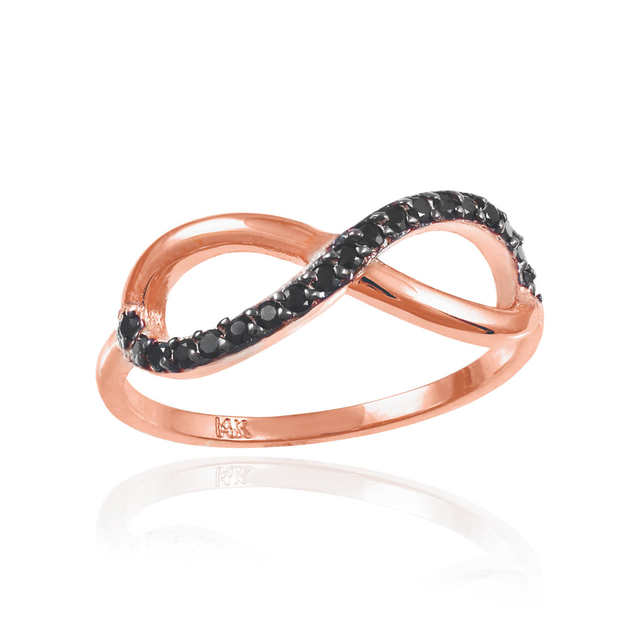 Rose Gold Infinity Ring with Black Diamonds