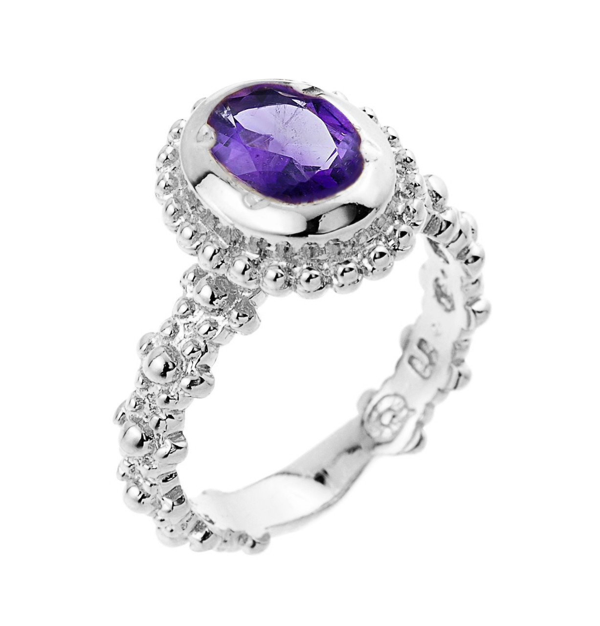 Sterling Silver Amethyst February Birthstone Ladies Ring 5909