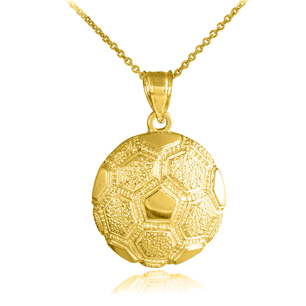Gold Textured Soccer Ball Sports Pendant