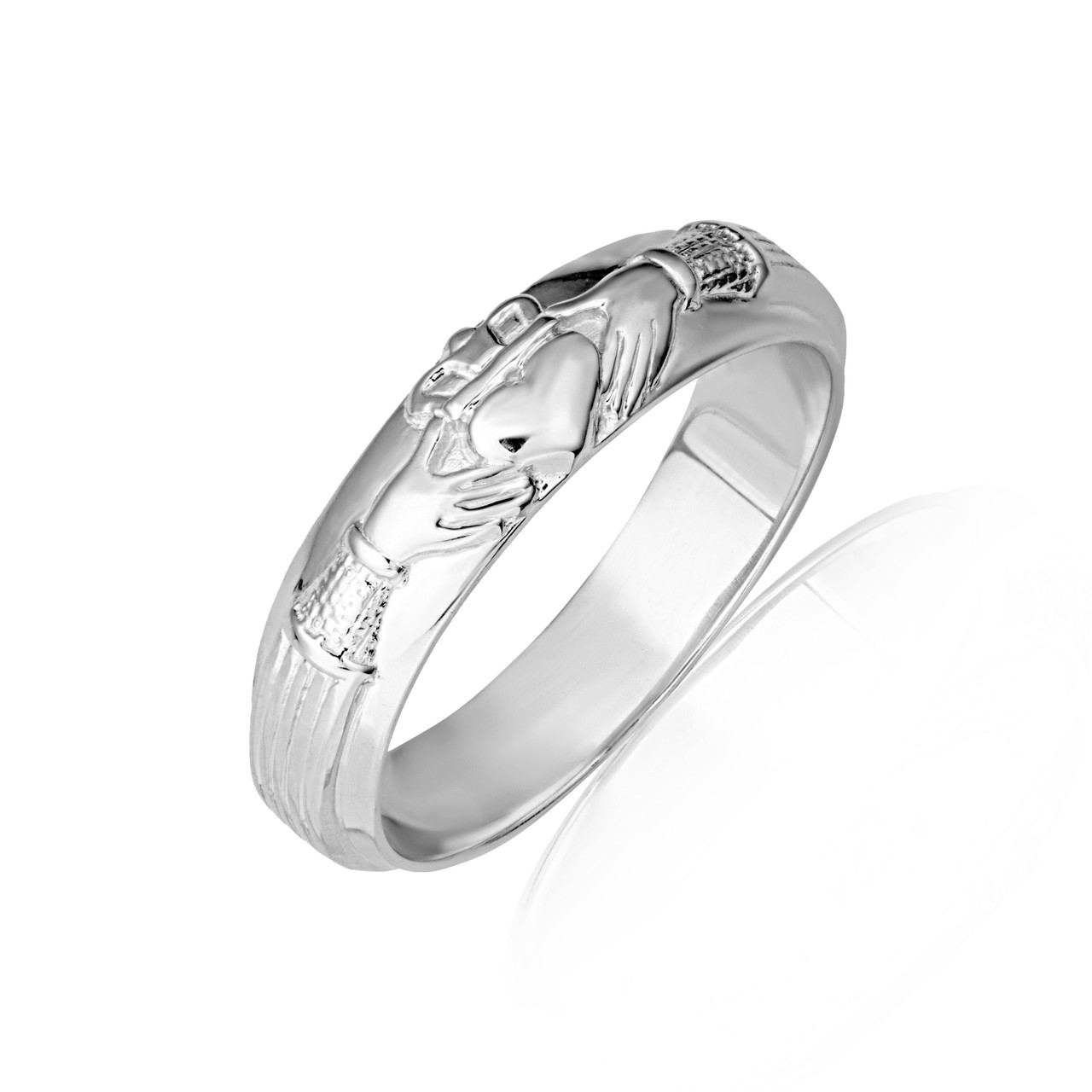 925 Sterling Silver Men's Irish Celtic Claddagh Heart Wedding Band