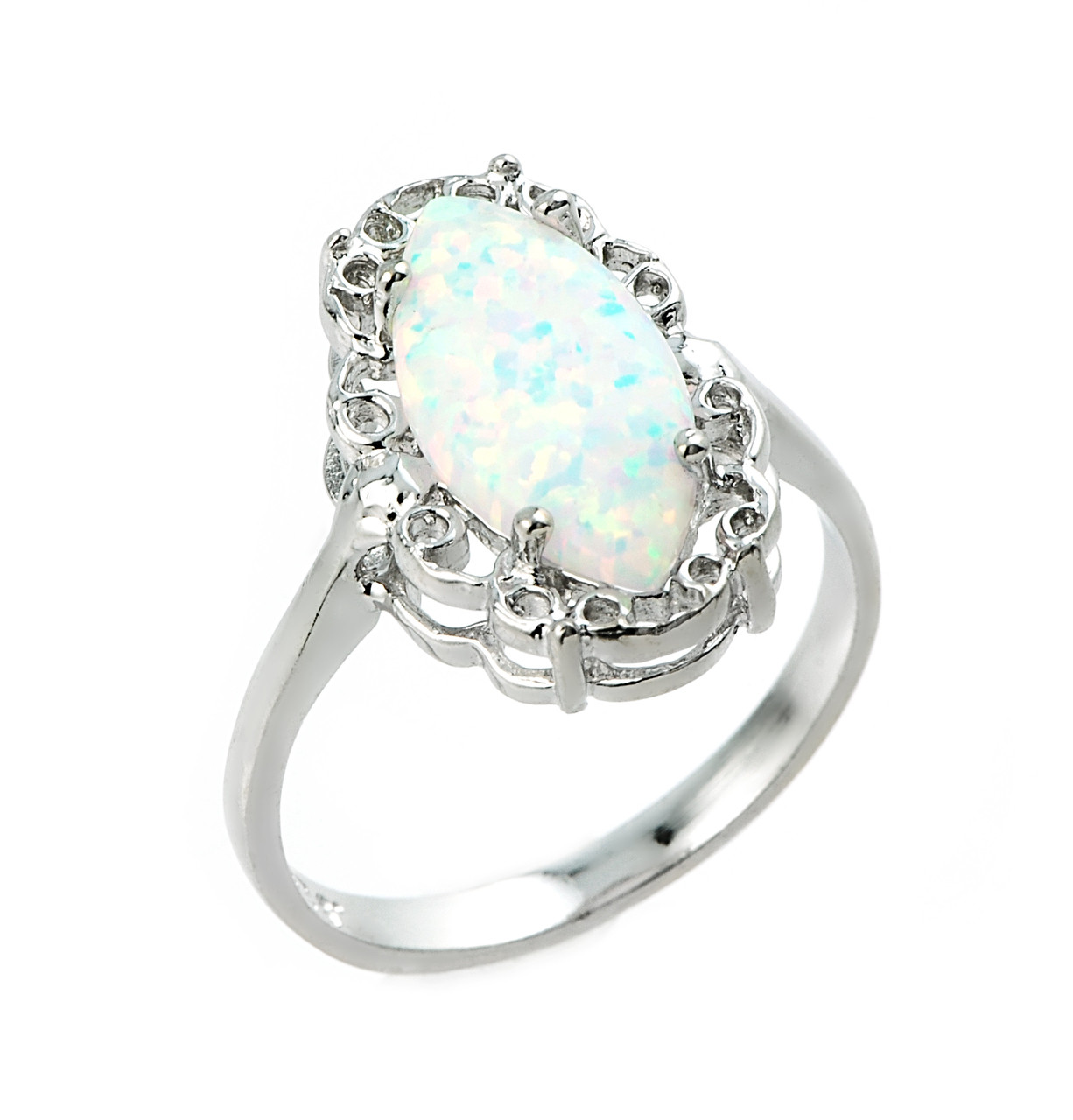 Sterling Silver Opal Gemstone Ring - Factory Direct Jewelry