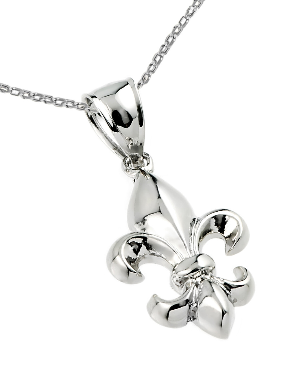 Sterling Silver Fleur-de-Lis Pendant Necklace