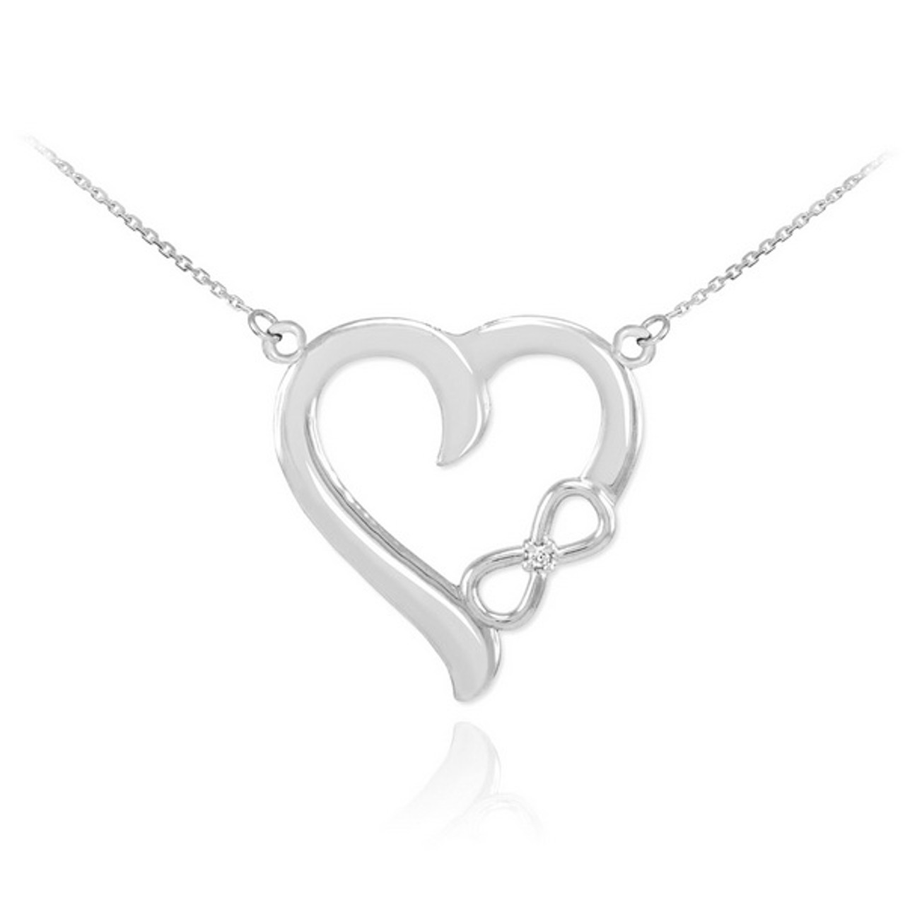 Women's heart necklace white gold clearance