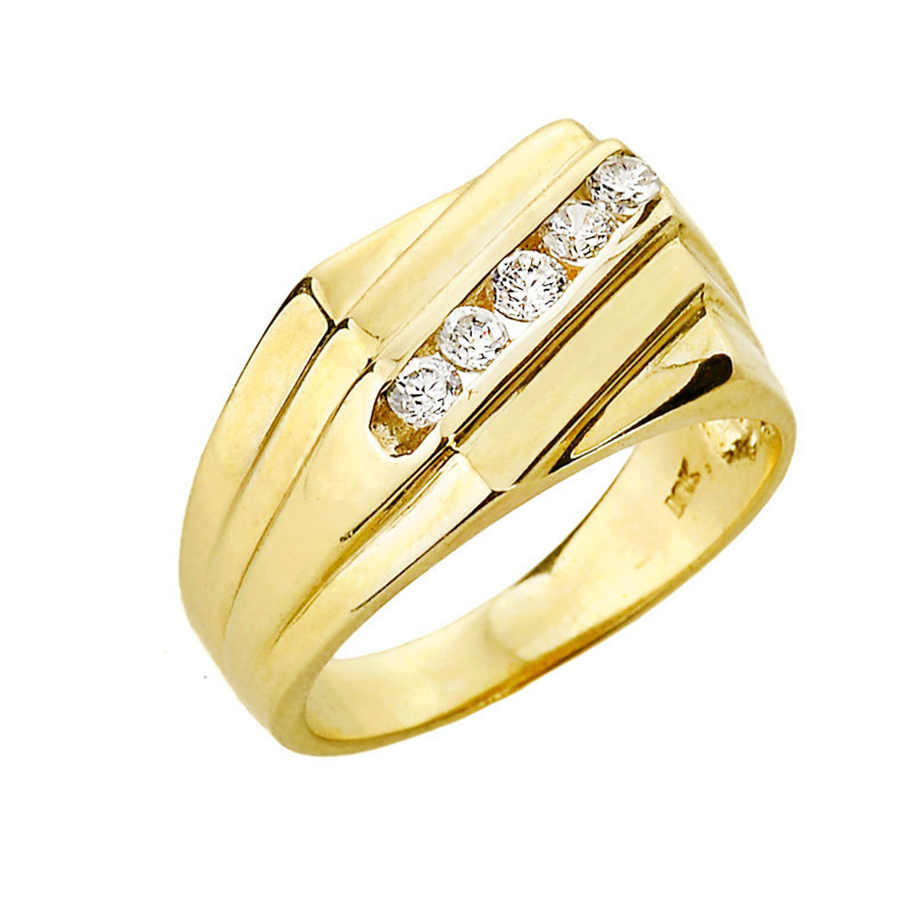 Yellow Gold Channel Set Diamond Men S Ring