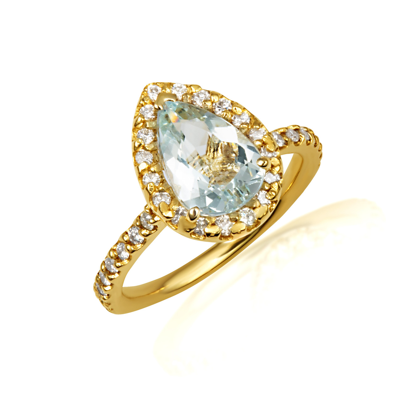 Aquamarine Unique Engagement Ring 1.36 Carat 14K White Gold or Rose Gold  Halo Handmade Certified