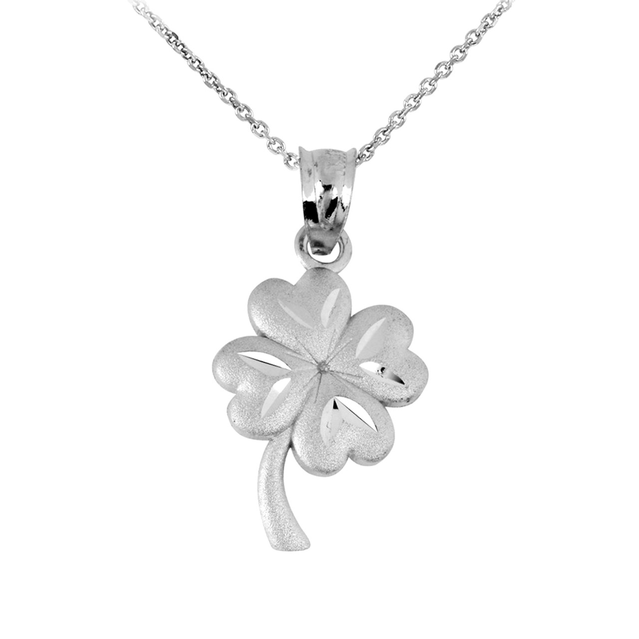 Men's Silver Four Leaf Clover - Men's Silver Necklace