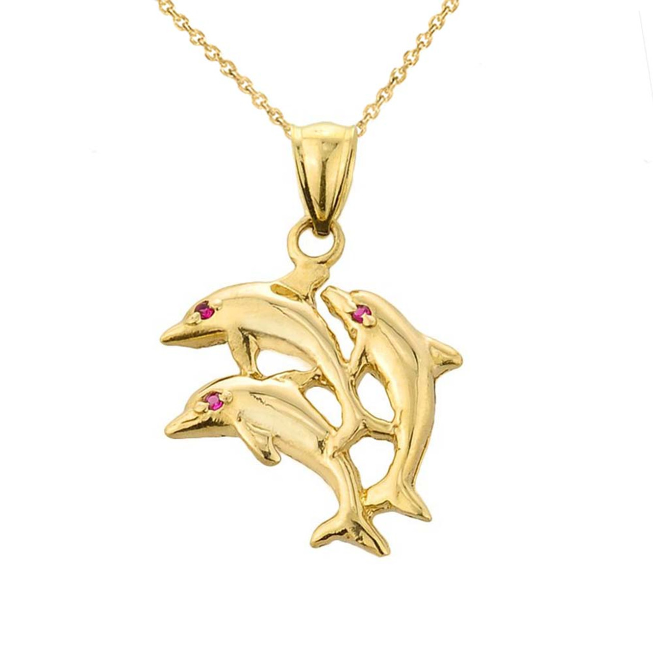 Yellow Gold Dolphin Charm Pendant