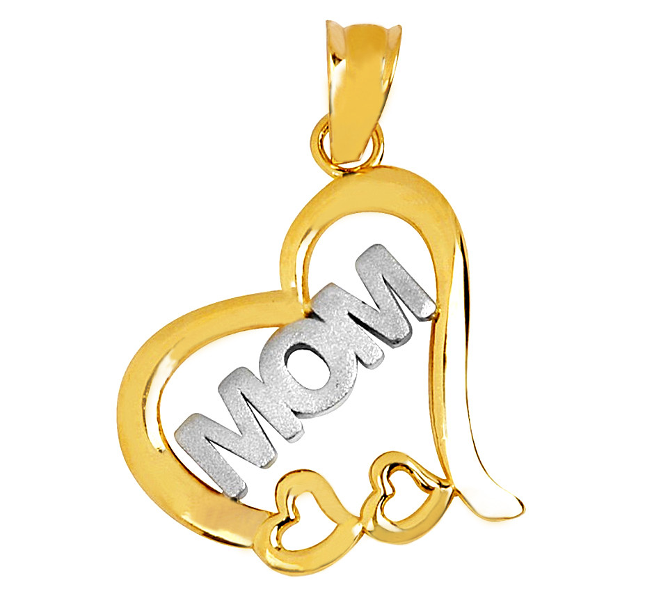 Mom Gold Heart Pendant