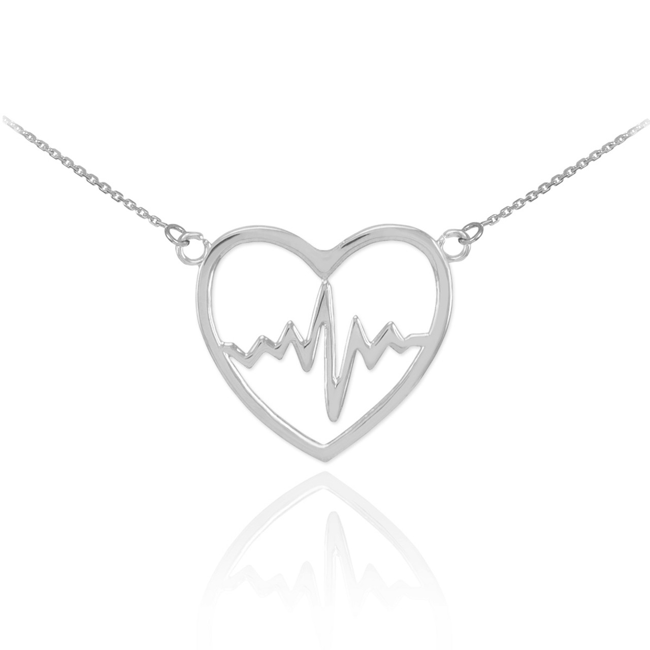 White gold heartbeat necklace clearance