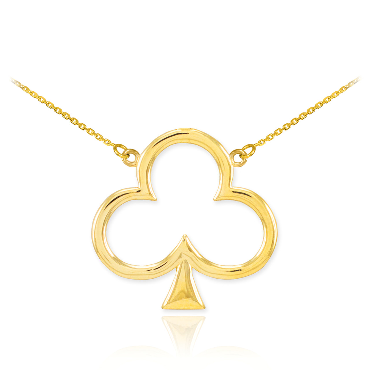 14K Gold 3-Leaf Clover Shamrock Necklace