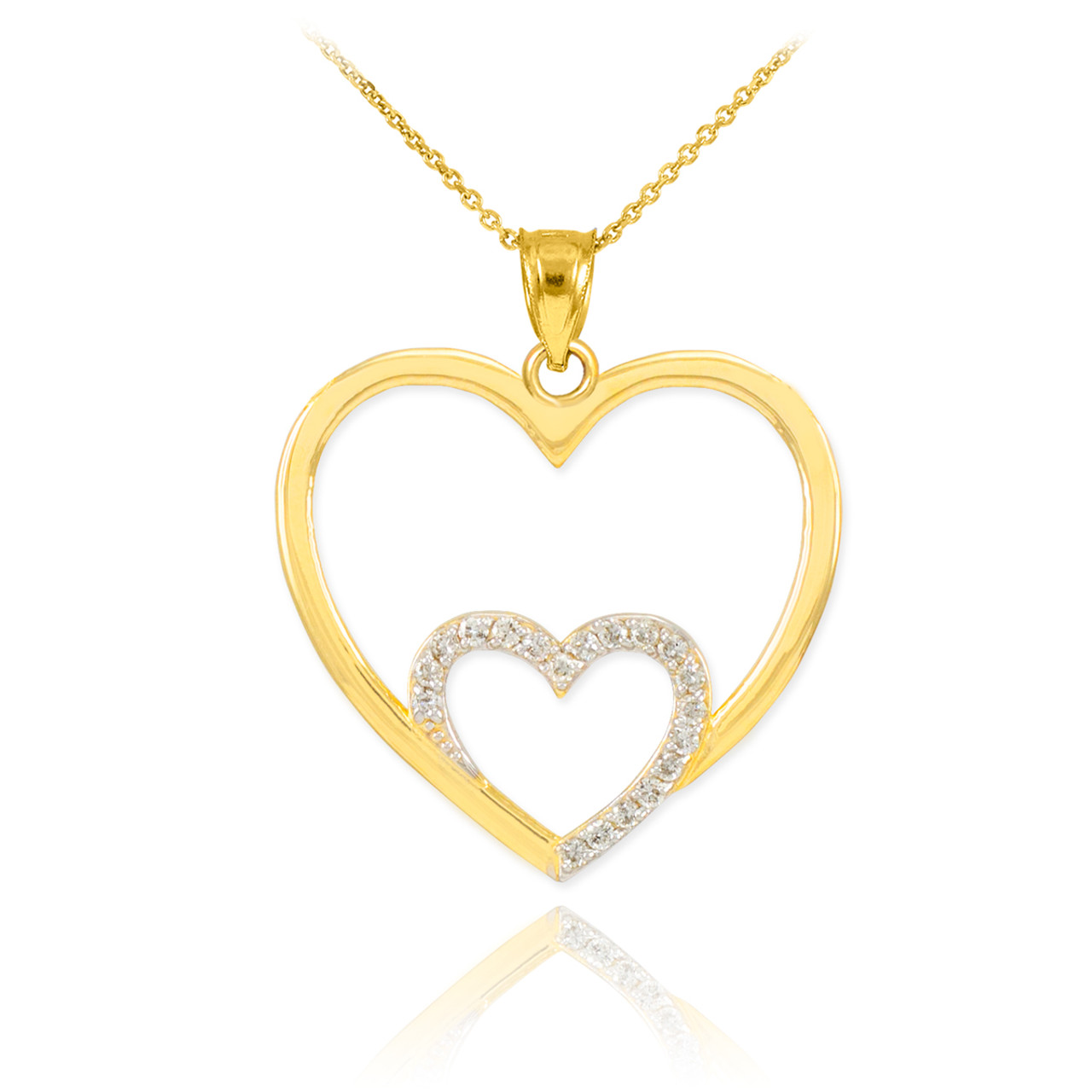 Rose Gold Plated Necklace with Double Heart | Juulry.com