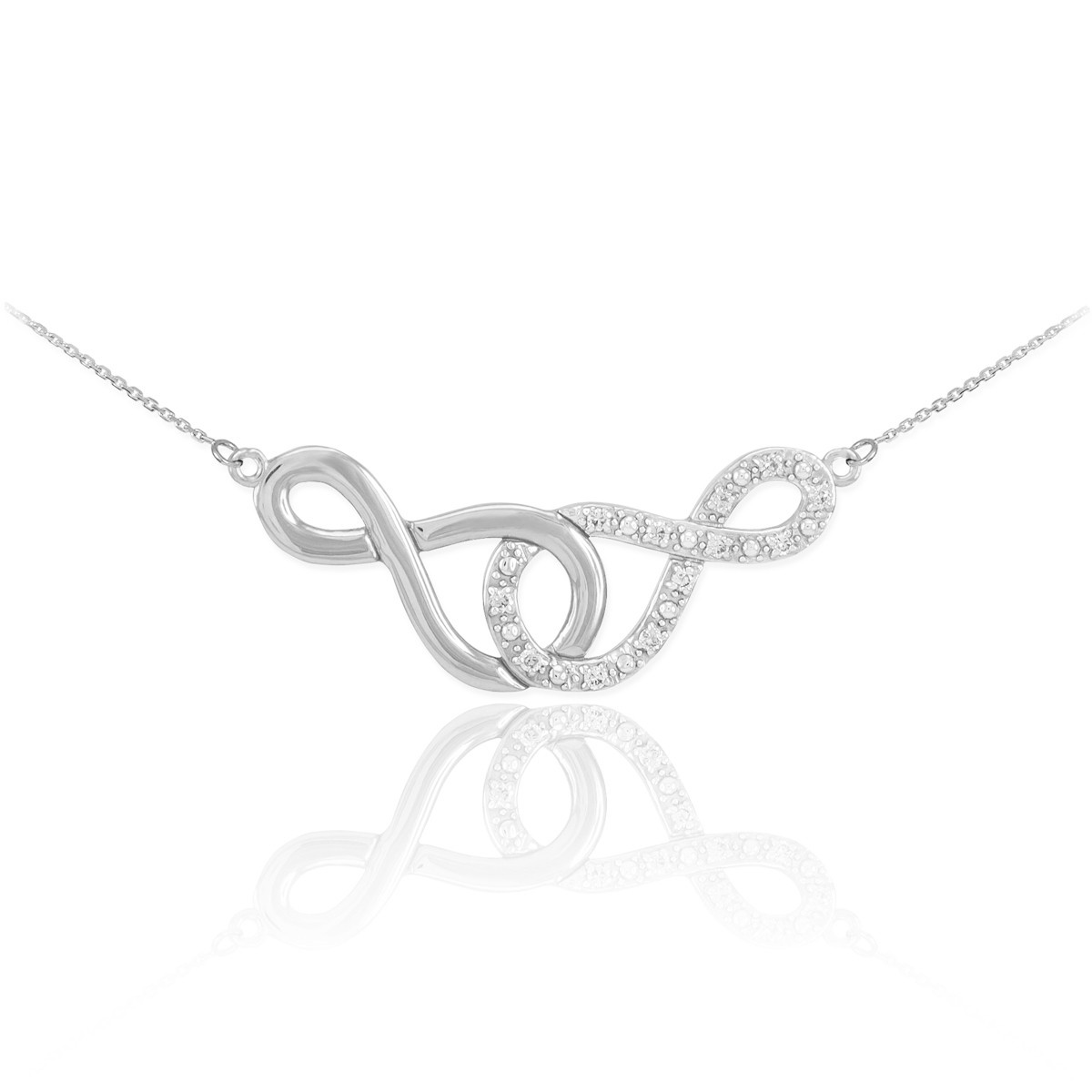 14k White Gold Double Infinity Necklace 