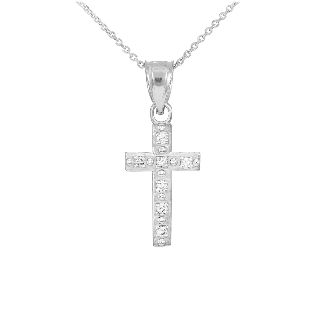 white gold necklace with diamond cross