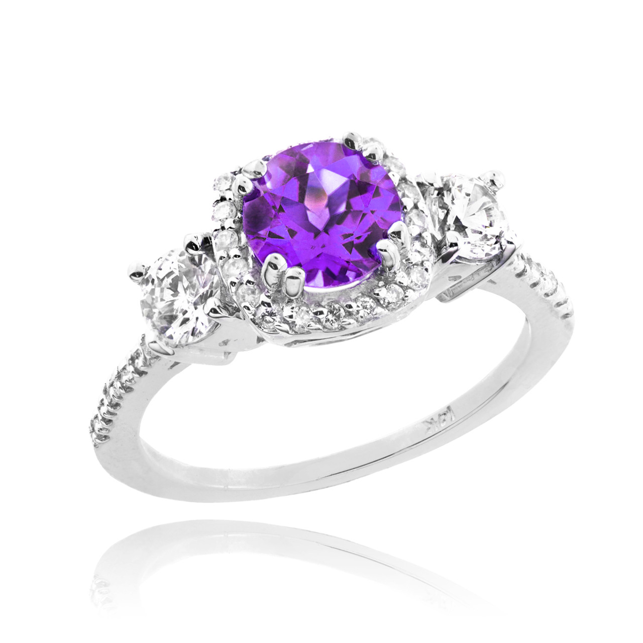 amethyst and diamond engagement ring