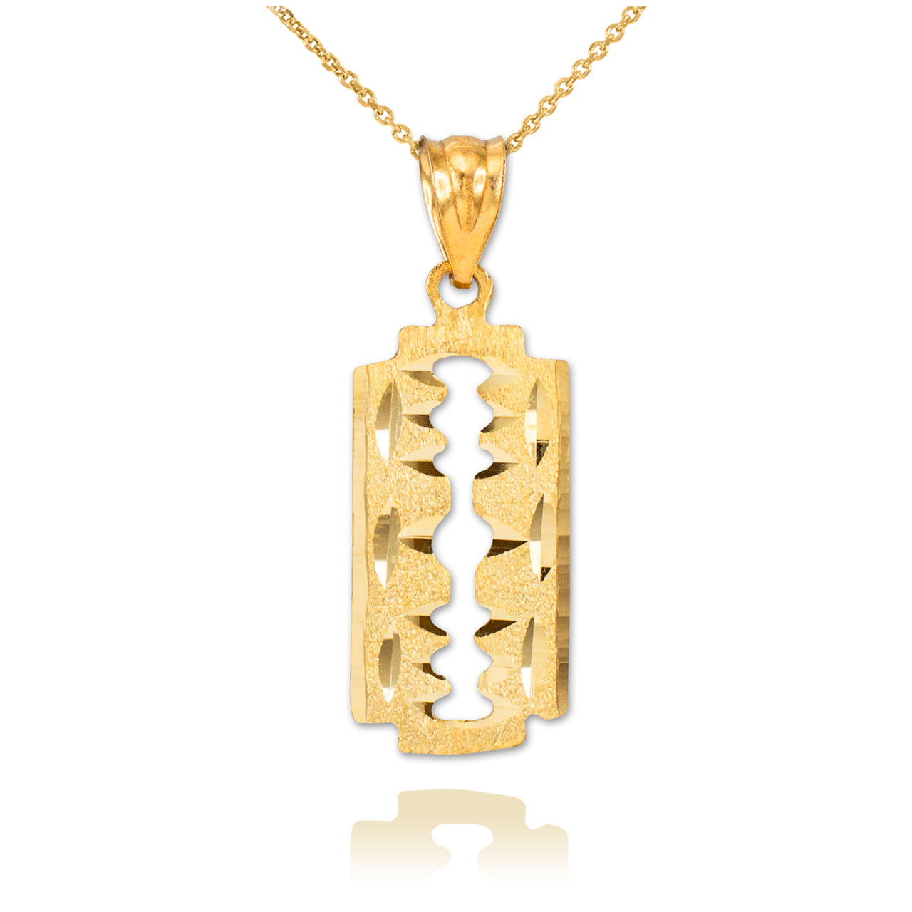 Gold Bad Habits Luxury Signature Razor Blade Charm .925 18K PLAQUETTE Necklace