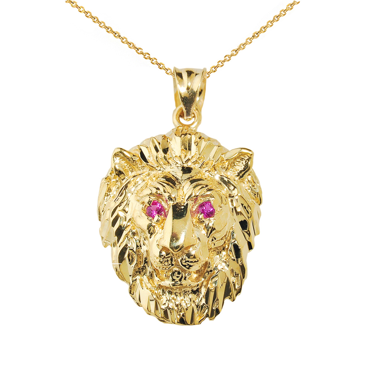 gold lion pendant with diamonds