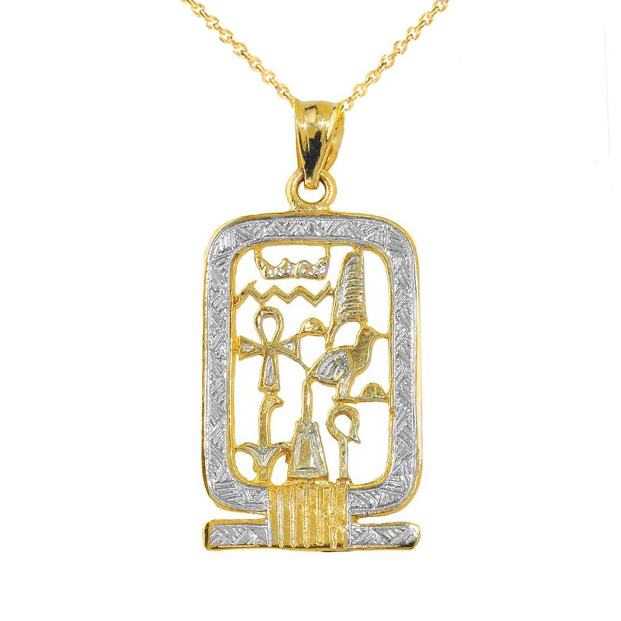 Gold cartouche pendants clearance