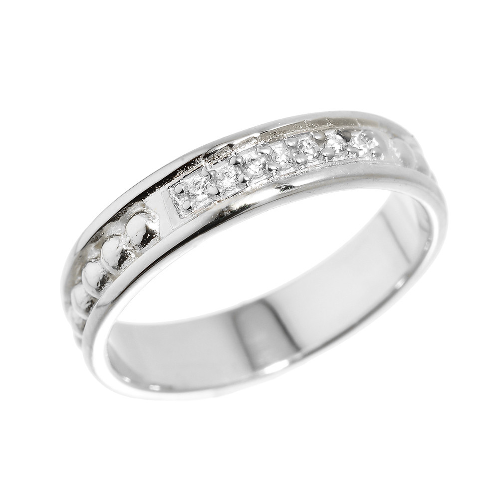 Sterling Silver Unisex Diamond Wedding Band