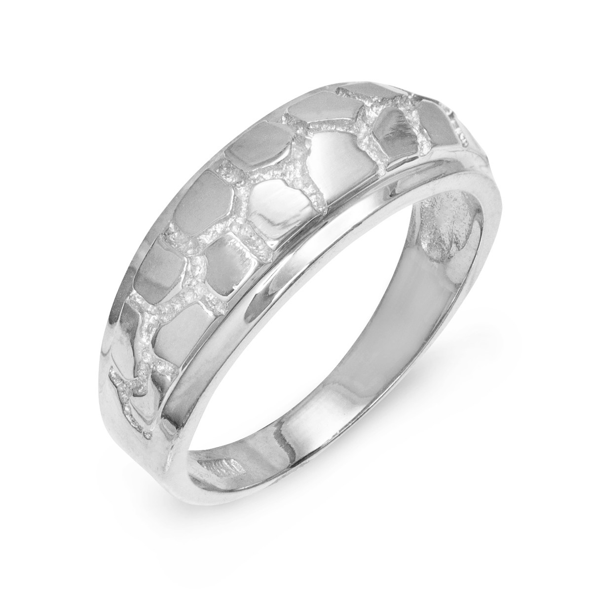 White Gold Nugget Wedding Band Nugget Rings