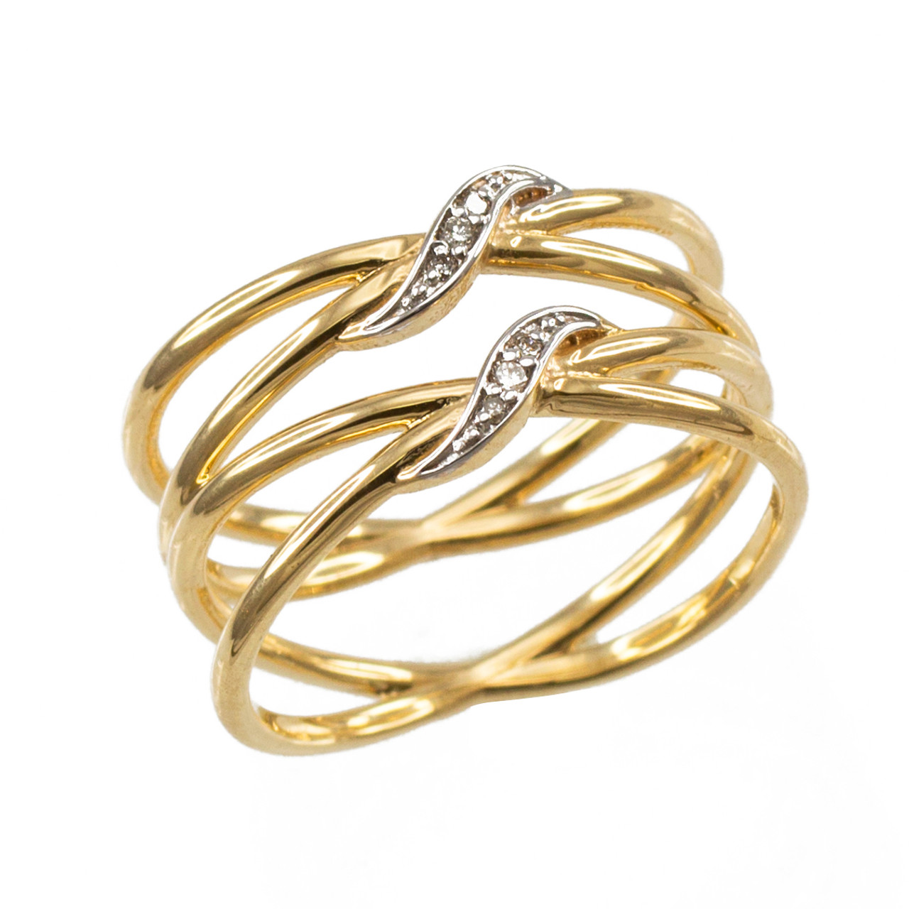 Gold Dainty Double Infinity Orbit Ring with Diamonds