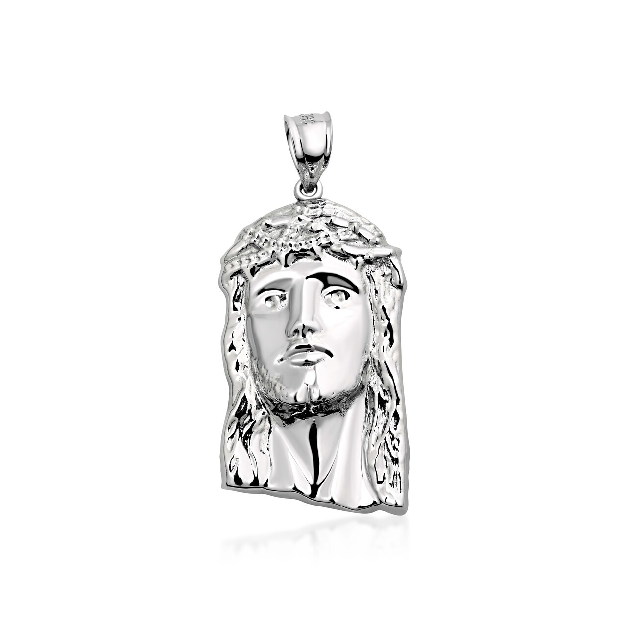 Polished Sterling Silver Jesus Face Pendant