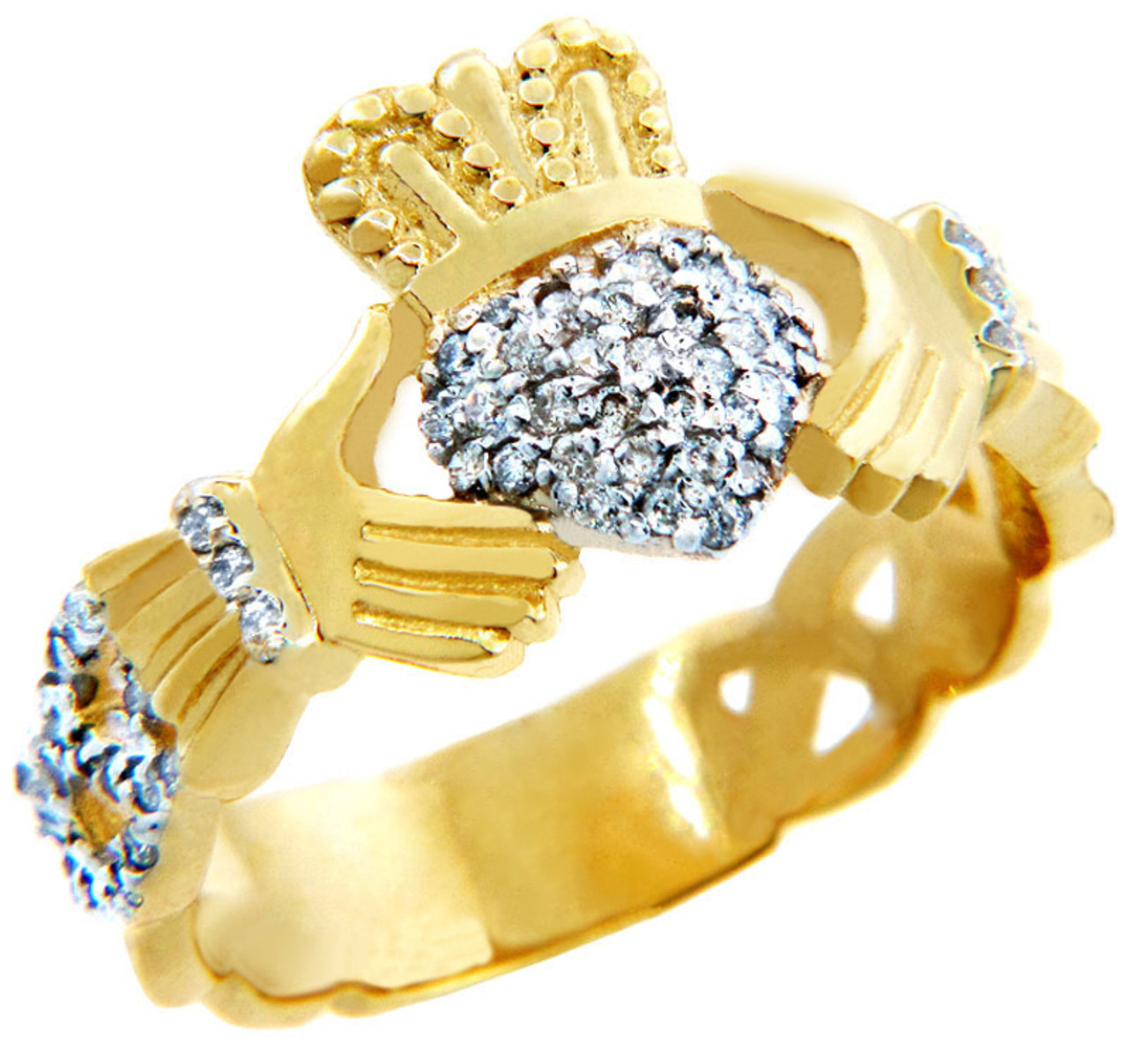 mens diamond claddagh ring