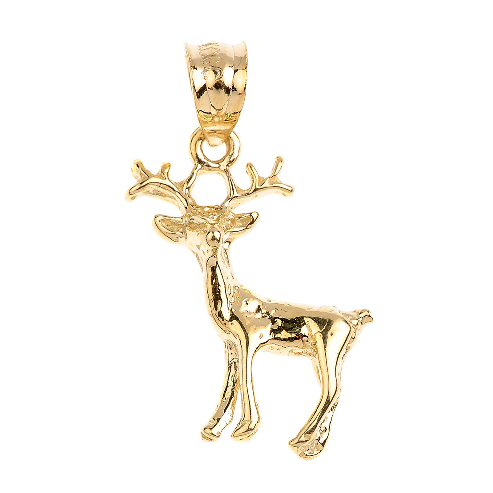 Polished Gold Deer Charm Pendant Necklace