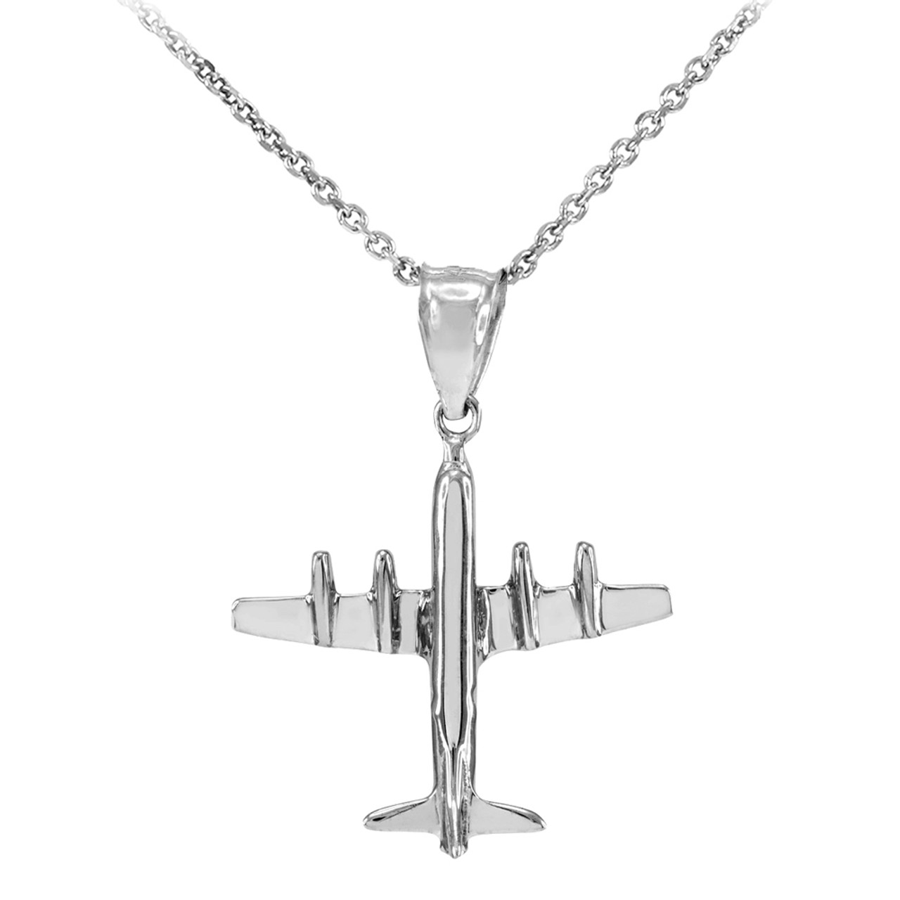 Airplane Necklace Sterling Silver Airplane Charm Necklace 