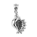 Solid White Gold Sea Shell Charm Necklace