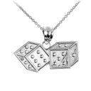 White Gold Dice Pendant Necklace