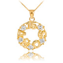 14K Yellow Gold 15 Años CZ Pendant Necklace