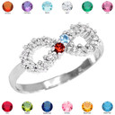 Sterling Silver Infinity CZ Dual Birthstone Ring