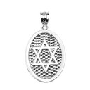 Sterling Silver Star of David Engravable Oval Pendant Necklace