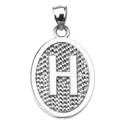 Sterling Silver Initial "H" Engravable Oval Pendant Necklace