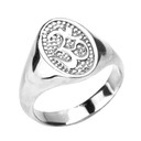 High Polished White Gold Om/Ohm Men's Ring