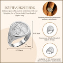 .925 Sterling Silver Egyptian Eye of Horus Ankh Cross Beaded Signet Ring