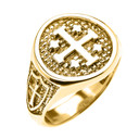 Gold Jerusalem Crusaders Cross Five Wounds of Christ Men's Ring