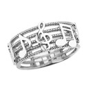 White Gold Treble Clef with Musical Notes Band Ring 8.0 MM