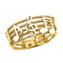 Gold Treble Clef with Musical Notes Band Ring 8.0 MM