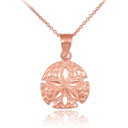 Polished Rose Gold Sand Dollar Charm Pendant Necklace