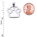 White Gold Dog Paw Print Pendant Necklace