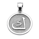 Sterling Silver Arabic Letter "kaaf" Initial Charm Pendant