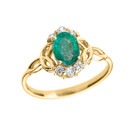 Gold Genuine Gemstone and Diamond Trinity Knot Proposal Ring