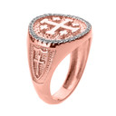 Solid Rose Gold Jerusalem Crusaders Cross Men's Diamond Ring